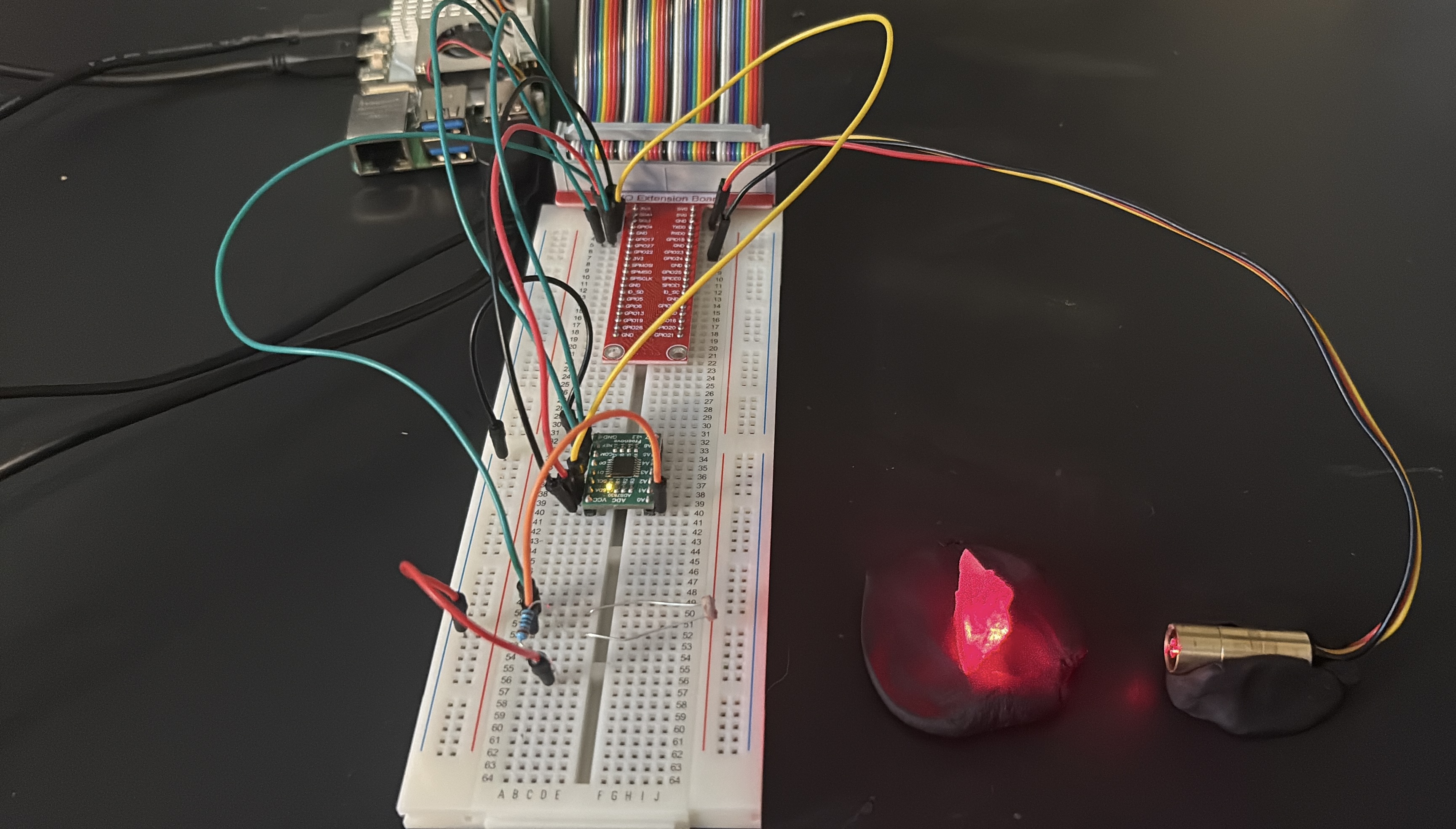 Laboraufbau: LDR, ADS-Modul und Raspberry Pi
