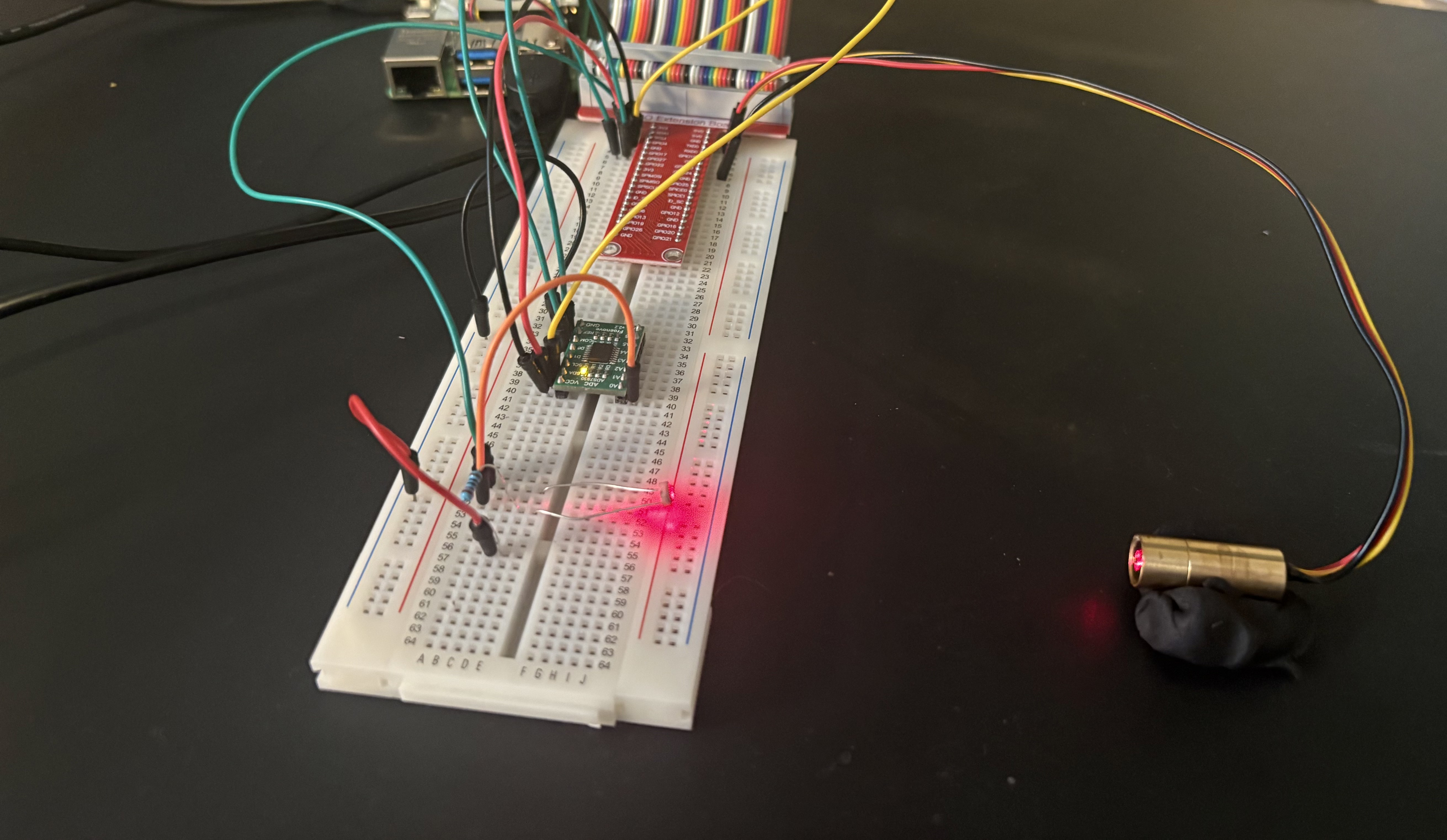Laserversuchsaufbau mit Kristallen